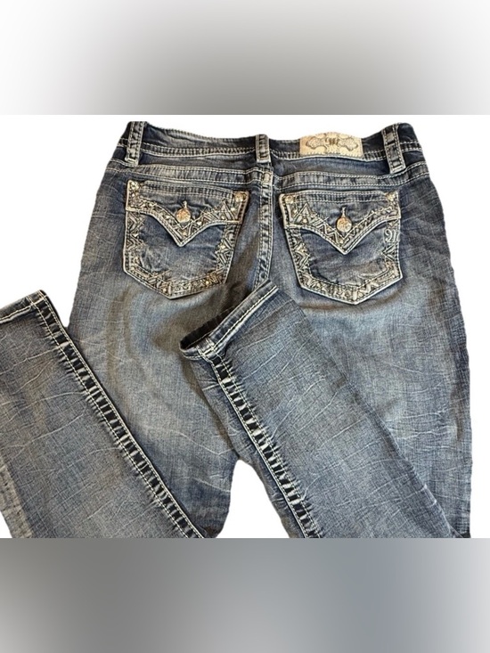 Miss Me Denim - Miss Me Skinny Embellished Blue Denim Jeans Button Studded 5-Pocket Women 27x35